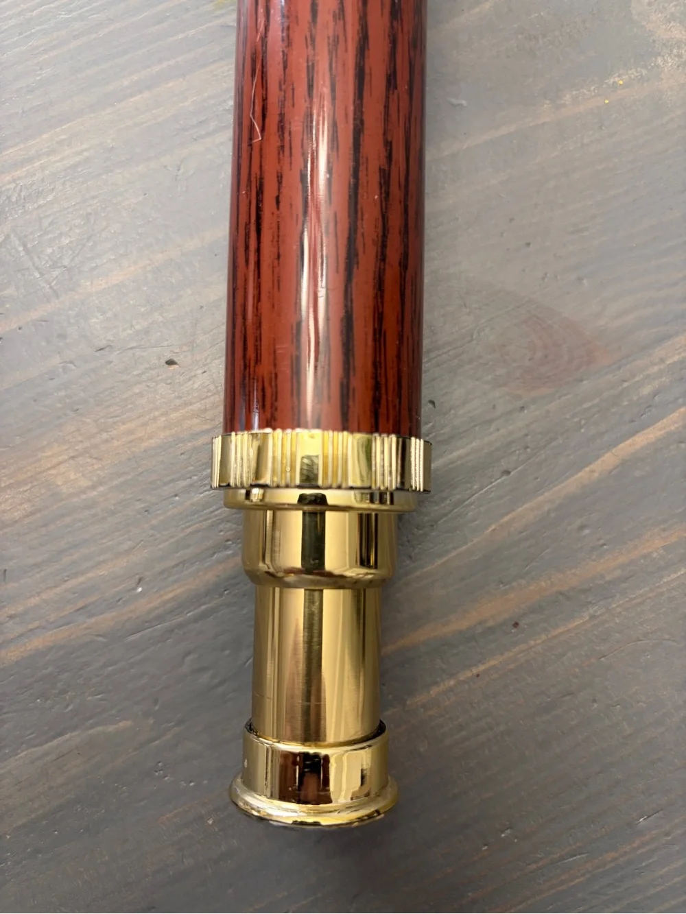 Wood style Grain Telescope Handle with Metallic Trim